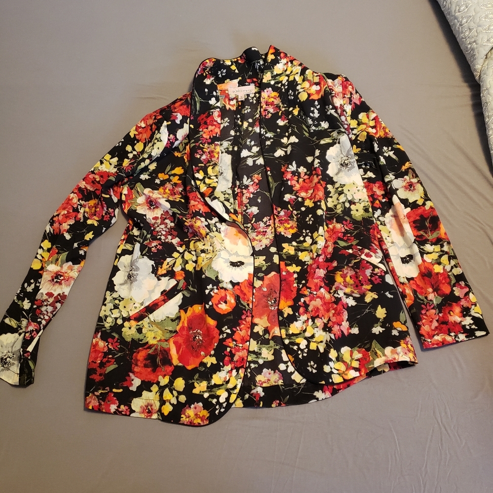 A flowered cardigan